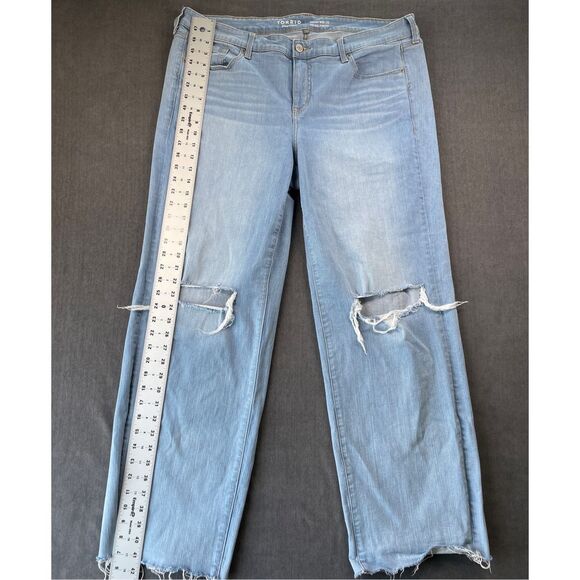 Torrid‎ Wide Leg Distressed Jeans Womens 16 Light Wash Vintage Grunge Raw Hem - Picture 4 of 12